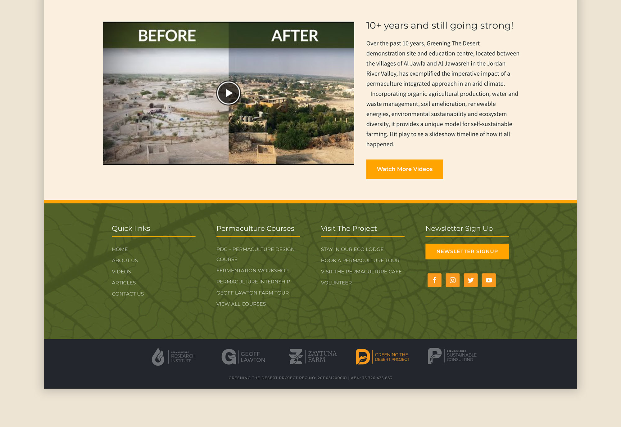 Permaculture Site Greening the desert project website design