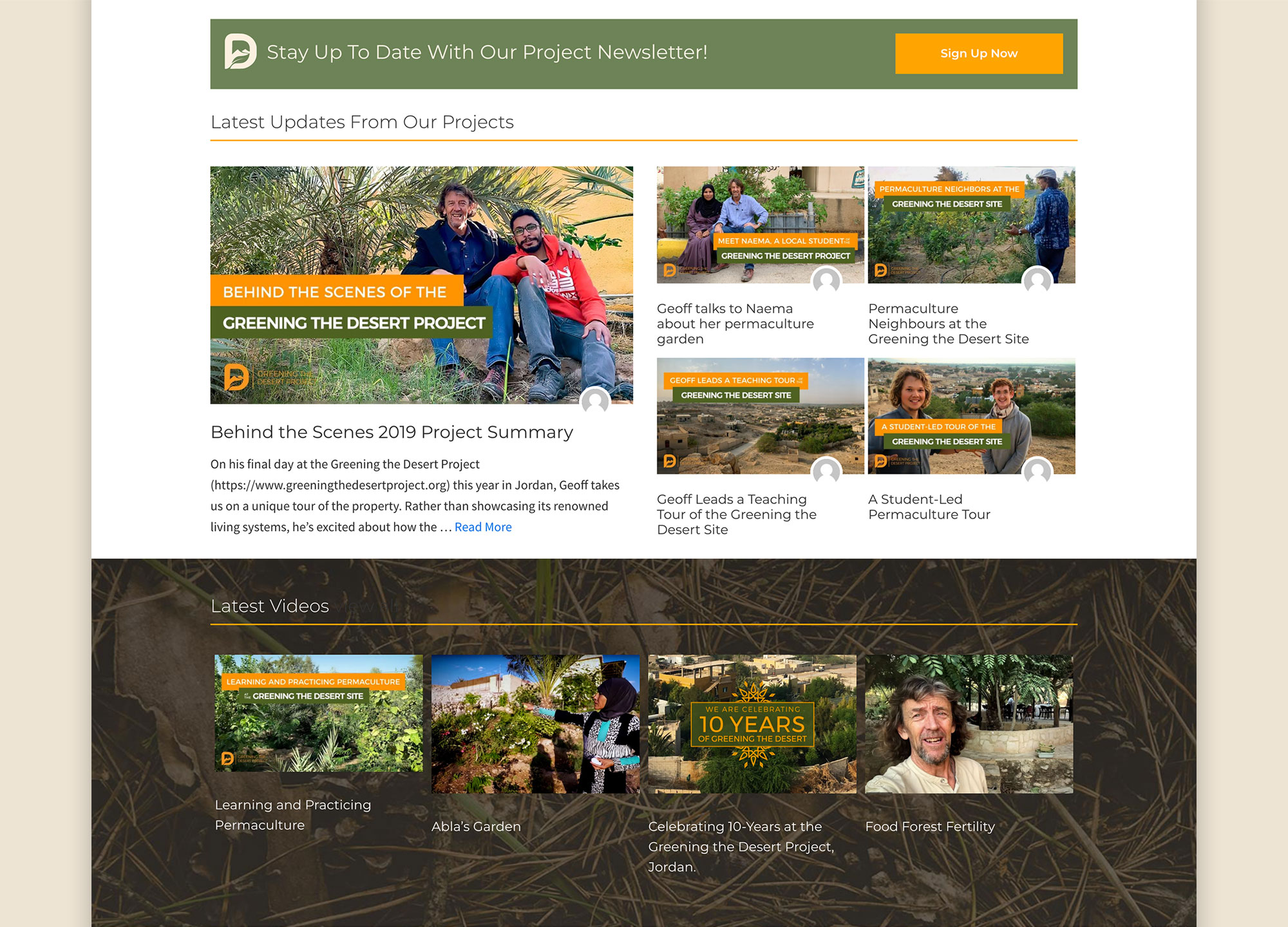 Greening the desert project - website news